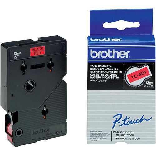 Brother Lettertape BROTHER p-touch tc401 12mm ro
