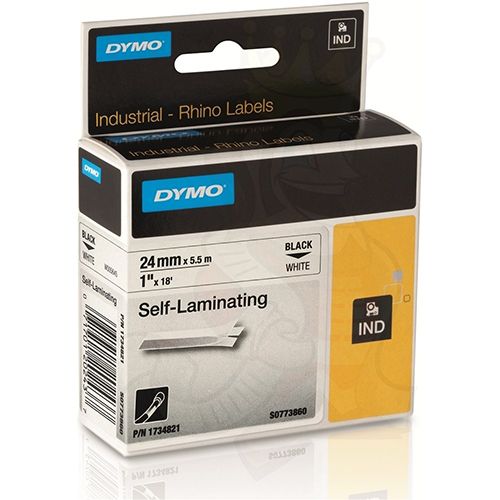 Dymo Dymo RHINO zelflaminerende tape, ft 24mmx5,5 m, zwart op wit