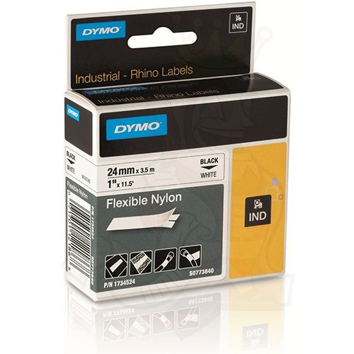 Dymo Dymo RHINO flexibele nylontape 24 mm, zwart op wit