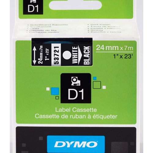 Dymo Dymo D1 permanente polyestertape 24 mm, wit op zwart [5st]