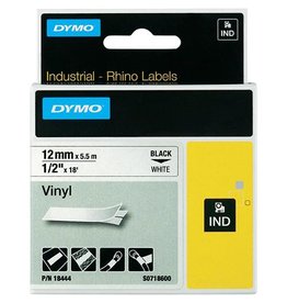 Dymo Dymo RHINO vinyltape 12 mm, zwart op wit