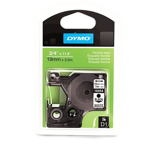 Dymo Dymo D1 flexibele nylontape 19 mm, zwart op wit [5st]