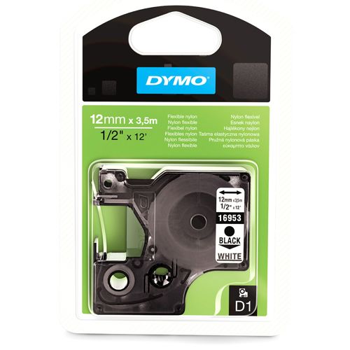 Dymo Dymo D1 flexibele nylontape 12 mm, zwart op wit