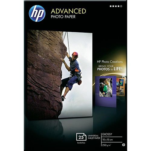 HP Inkjetpapier HP Q8691A Advanced 10x15 Wit Glossy 250gr 25vel