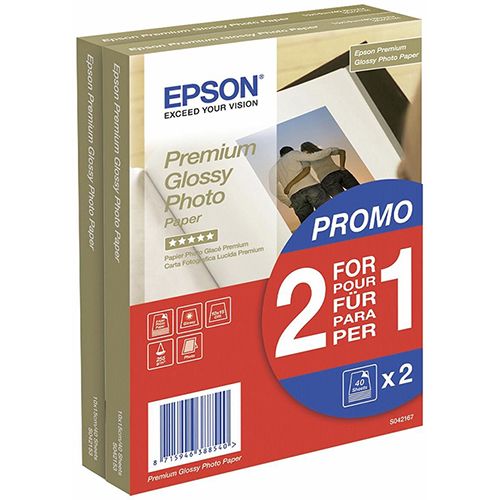 Epson Fotopapier Epson SO42167 10x15cm 251gr Wit Glossy 2x40vel