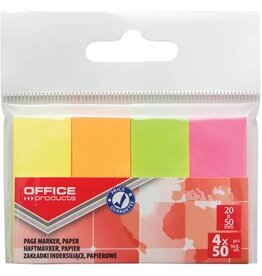 Office Products OFFICE products index, 20 x 50 mm, ophangzakje van 4 x 50 tabs, geassorteerde neonkleuren