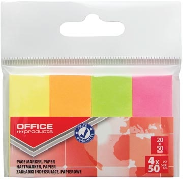 Office Products OFFICE products index, 20 x 50 mm, ophangzakje van 4 x 50 tabs, geassorteerde neonkleuren