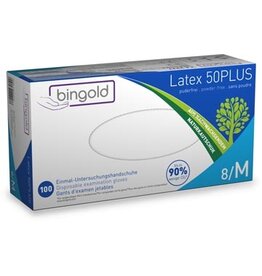 Bingold Handschoenen uit latex, medium, wit, poedervrij, doos van 100 stuks