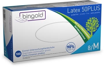 Bingold Handschoenen uit latex, medium, wit, poedervrij, doos van 100 stuks