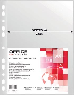 Office Products OFFICE products geperforeerde showtas, A4, 90 micron, gekorreld, pak van 50 stuks