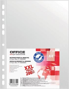 Office Products OFFICE products geperforeerde showtas, A4, 40 micron, gekorreld, pak van 200 stuks