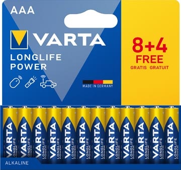 Varta Varta batterij Longlife Power AAA, blister van 8 + 4