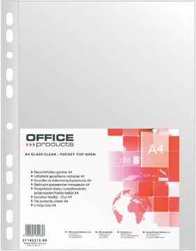 Office Products OFFICE products geperforeerde showtas, A4, 40 micron, glashelder, pak van 100 stuks