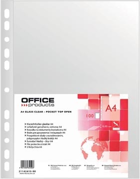 Office Products OFFICE products geperforeerde showtas, A4, 50 micron, glashelder, pak van 100 stuks