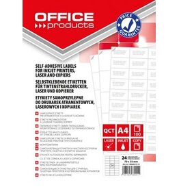 Office Products OFFICE products etiketten, wit, rechte hoeken, 100 vel, 70 x 35 mm, 24 etiketten per vel