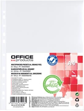 Office Products OFFICE products geperforeerde showtas, A4, 30 micron, gekorreld, pak van 100 stuks