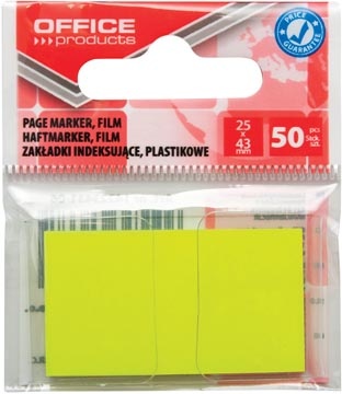 Office Products OFFICE products index, 25 x 43 mm, ophangzakje van 50 tabs, geel