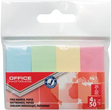 Office Products OFFICE products index, 20 x 50 mm, ophangzakje van 4 x 50 tabs, geassorteerde pastelkleuren