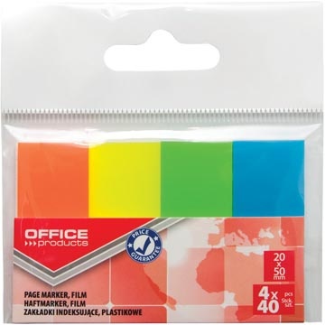 Office Products OFFICE products index, 20 x 50 mm, ophangzakje van 4 x 40 tabs, geassorteerde kleuren