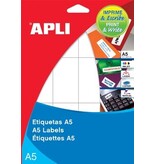 Apli Apli witte etiketten Print & Write ft 49 x 100 mm (b x h), 90 stuks, 6 per blad (1881)
