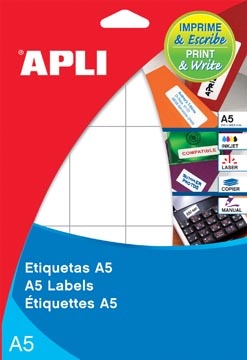 Apli Apli witte etiketten Print & Write ft 49 x 100 mm (b x h), 90 stuks, 6 per blad (1881)