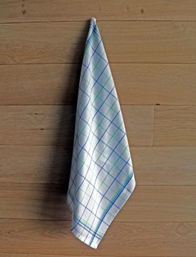 Merkloos Handdoek Christelle, ft 50 x 70 cm, geruit, groen blauw, pak van 6 stuks