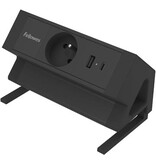 Fellowes contactdoos Power Desk, 1 stopcontact + 1 x USB-A + 1 x USB-C, zwart, voor België