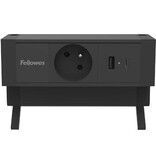Fellowes contactdoos Power Desk, 1 stopcontact + 1 x USB-A + 1 x USB-C, zwart, voor België