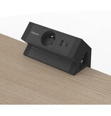 Fellowes contactdoos Power Desk, 1 stopcontact + 1 x USB-A + 1 x USB-C, zwart, voor België