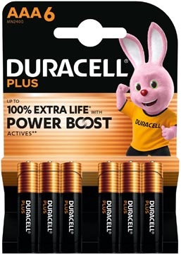 Duracell Duracell batterij Plus 100% AAA, blister van 6 stuks