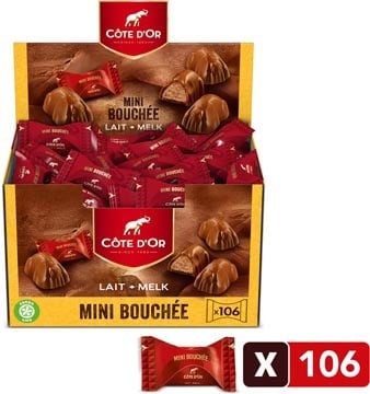 Côte d'Or Côte d'Or chocolade mini Bouchée, melkchocolade met praliné, doos van 106 stuks