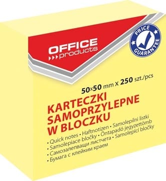 Office Products OFFICE products memoblok, 50 x 50 mm, 250 vel, geel