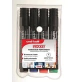 Uni-ball Uni-ball permanent marker Prockey PM-122, ronde punt, medium, etui van 4 stuks