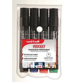 Uni-ball Uni-ball permanent marker Prockey PM-122, ronde punt, medium, etui van 4 stuks