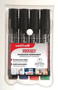 Uni-ball Uni-ball permanent marker Prockey PM-122, ronde punt, medium, etui van 4 stuks