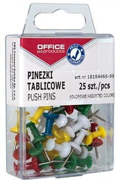 Office Products OFFICE products prikbordspelden, geassorteerde kleuren, plastic ophangdoosje van 25 stuks