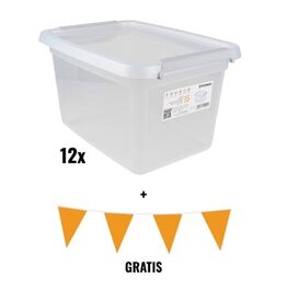 DONAU Home ACTIE: 12 x DONAU Home opbergdoos, 15 l (ref. 825311) + GRATIS 1 x Vlaggenlijn, 10 m, oranje