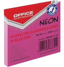 Office Products OFFICE products memoblok Neon, 76 x 76 mm, 100 vel, neonroze