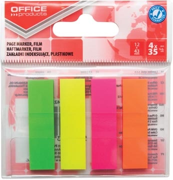 Office Products OFFICE products index, 12 x 43 mm, geassorteerde neonkleuren, ophangzakje van 4 x 35 tabs