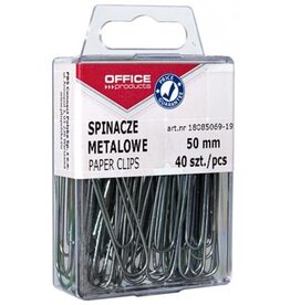 Office Products OFFICE products papierklemmen, 50 mm, metaal, plastic ophangdoosje van 40 stuks