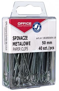 Office Products OFFICE products papierklemmen, 50 mm, metaal, plastic ophangdoosje van 40 stuks