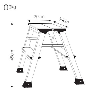 Q-CONNECT Q-CONNECT aluminum trapladder, 2 treden