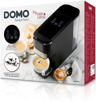 Domo Domo koffiezetapparaat 4-in-1 (Nespresso, Dolce gusto, pads, gemalen koffie), zwart