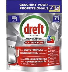 Dreft Dreft Pro Platinum Plus vaatwastabletten, Regular, pak van 71 capsules
