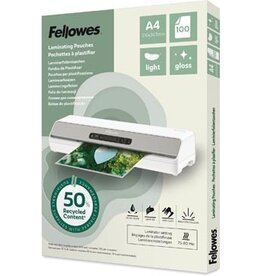 Fellowes lamineerhoes 50 % gerecycleerd, glanzend, ft A4, pak van 100 stuks