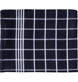 Merkloos Handdoek Christelle, ft 50 x 70 cm, geruit, zwart, pak van 3 stuks