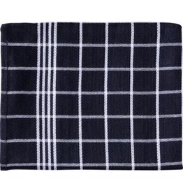 Merkloos Handdoek Christelle, ft 50 x 70 cm, geruit, zwart, pak van 3 stuks
