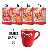 Royco ACTIE ROYCO: 2 x tomaat balletjes, 2 x kip, 1 x curry, 1 x champignons + 1 x 6 tassen GRATIS