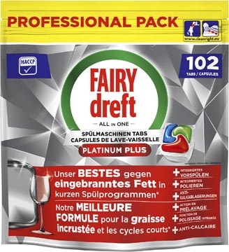 Dreft Dreft Pro Platinum Plus vaatwastabletten, Regular, pak van 102 capsules