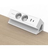 Fellowes contactdoos Power Desk 2, 2 stopcontacten + 1 x USB-A + 1 x USB-C, wit, voor België